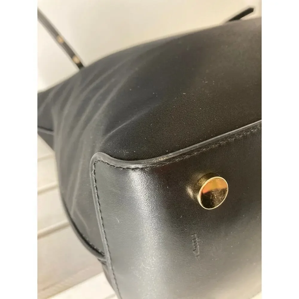 MICHAEL KORS LEILA LARGE BLACK NYLON, LEATHER SHOULDER BAG
